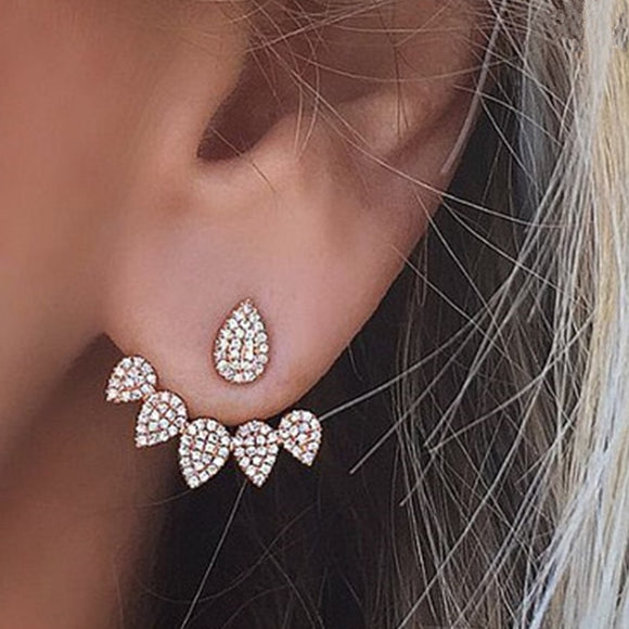Crystal Front Back Double Sided Stud Earrings