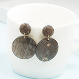 Simple Double Circle  Marble Stone Earrings