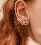 lovely gold  earrings crystal zircon Sun flower