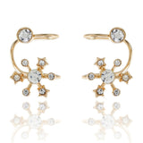 lovely gold  earrings crystal zircon Sun flower