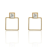 lovely gold  earrings crystal zircon Sun flower