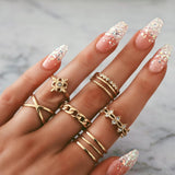 8 Pcs/set Charm  Gold Ring