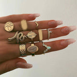 Vintage Jesus Snake Shape Animals Rings Set