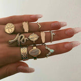 Vintage Jesus Snake Shape Animals Rings Set