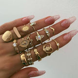 Vintage Jesus Snake Shape Animals Rings Set