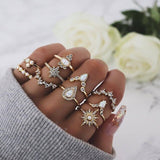 Star Crown Gold Finger Ring Set