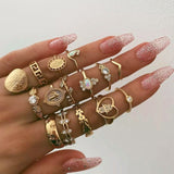 Vintage  Hearts Fatima Hands Cross Crown Fashion Rings